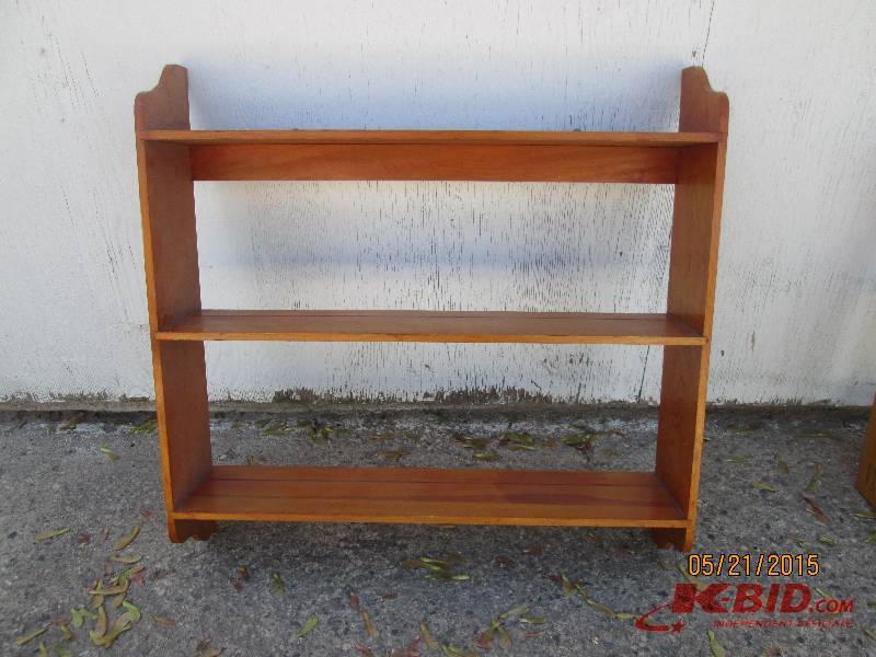 3-tier wooden shelf with plate groo...
