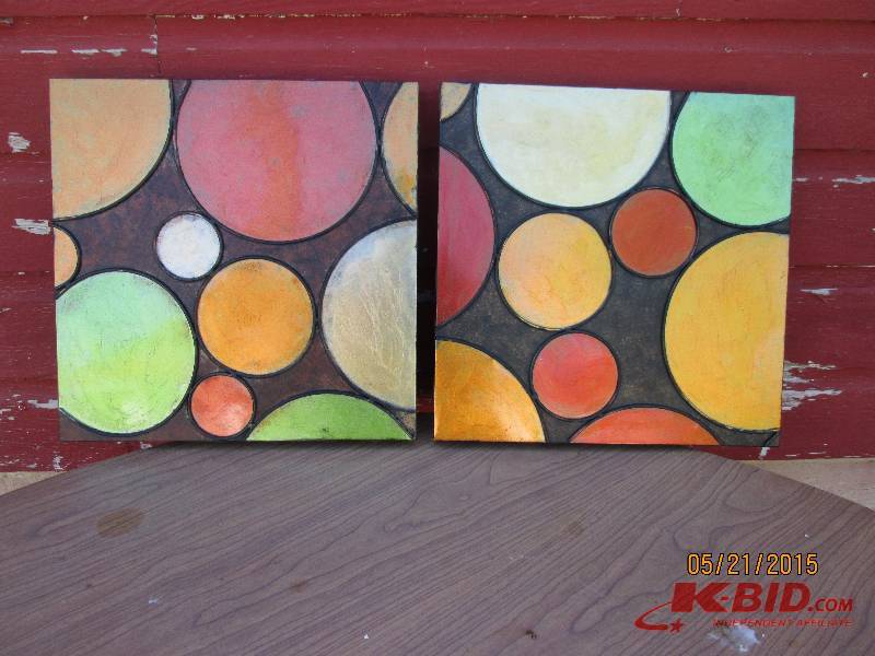 Pair of vintage style art on metal....