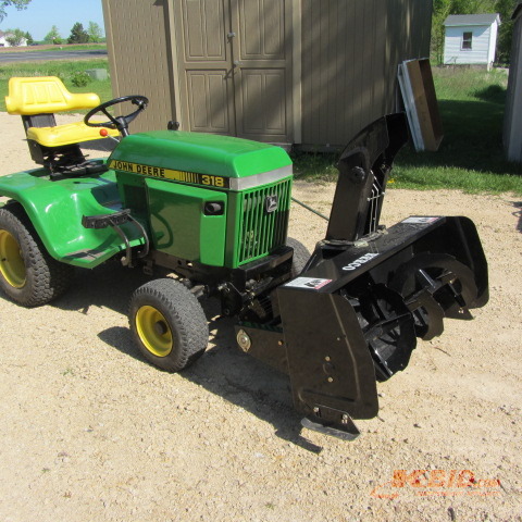 lot 6 image: John Deere 318 Lawn Tractor, Blower