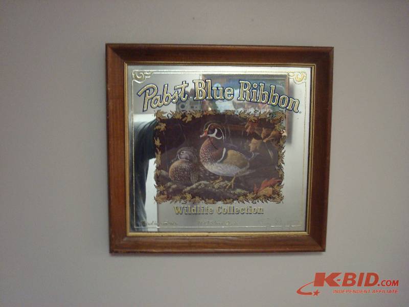 lot 54 image: Pabst Blue Ribbon Wildlife Collection Mirror, Duck, Some Wear