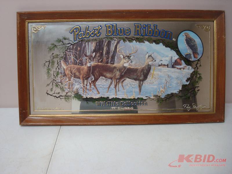 lot 55 image: Pabst Blue Ribbon Wildlife Collection Mirror, Deer, Some Wear