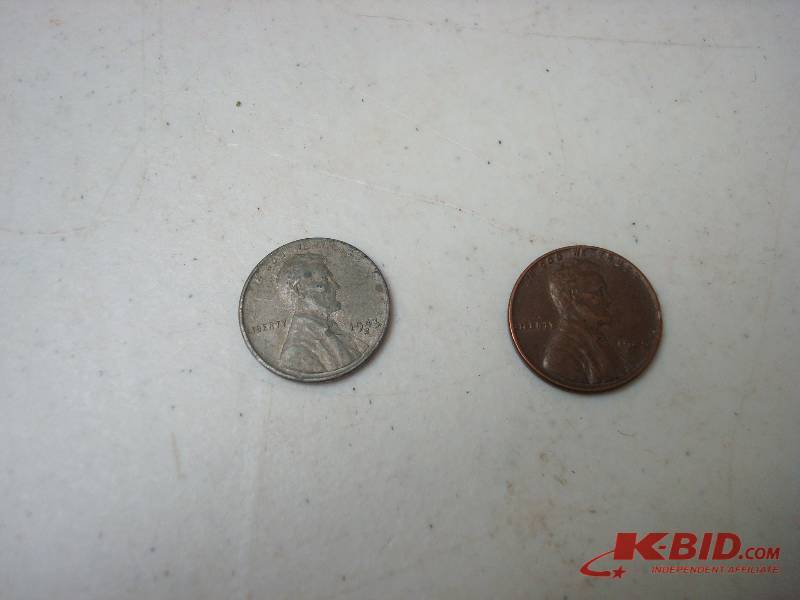 lot 102 image: Pair Of Wheat Pennies, One Is Steel
