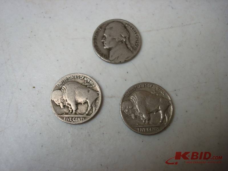 lot 103 image: Lot Of Silver Nickles, Two Buffalo