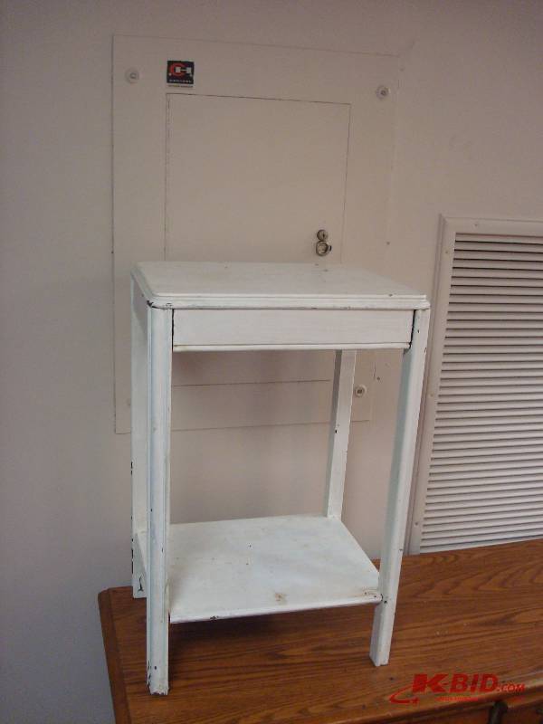 lot 108 image: White Wood Table, Used, Shows Wear