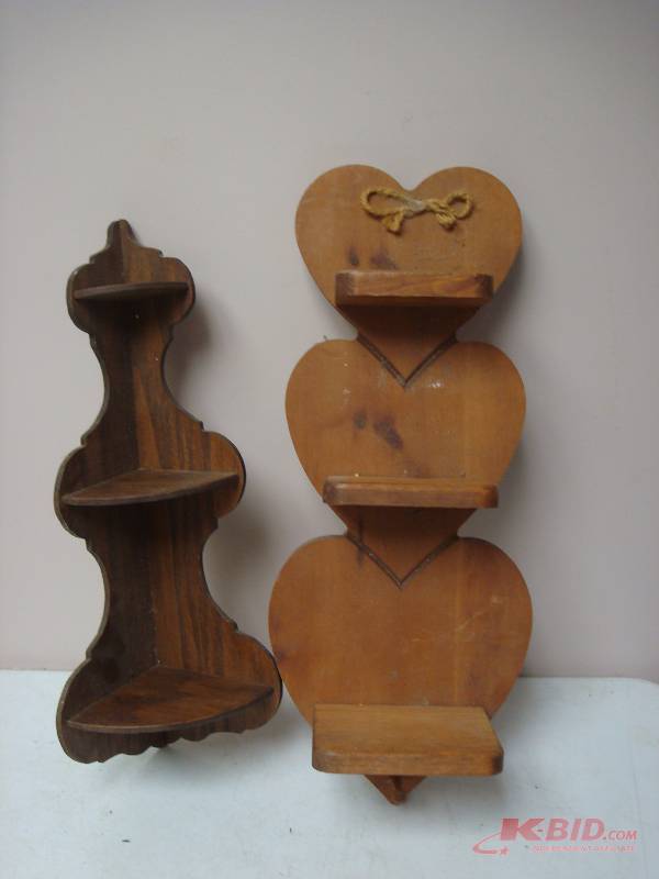 lot 112 image: Pair Of Wood Hanging Shelves