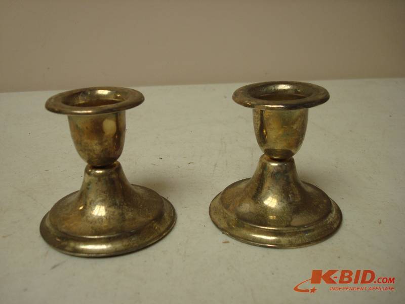 lot 133 image: Pair of Silver Tone Candlesticks