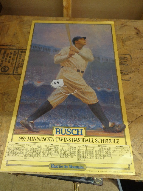 1987 Busch Mn Twins Schedule Poster
