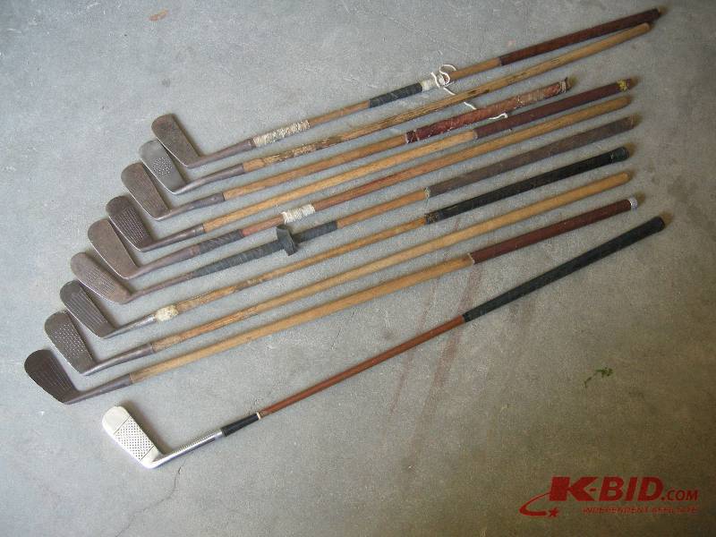 lot 70 image: Antique Wood shaft golf clubs
