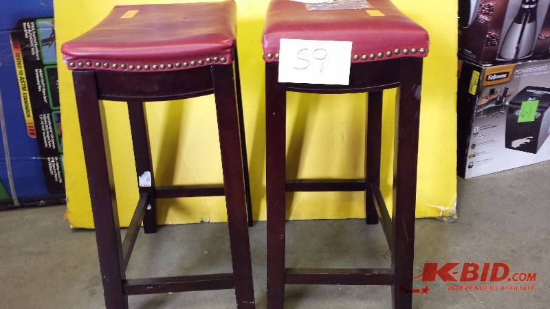 Set of 2 Bar Stools Red