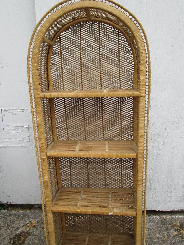 Woven wicker wood stand, 62 tall, ...