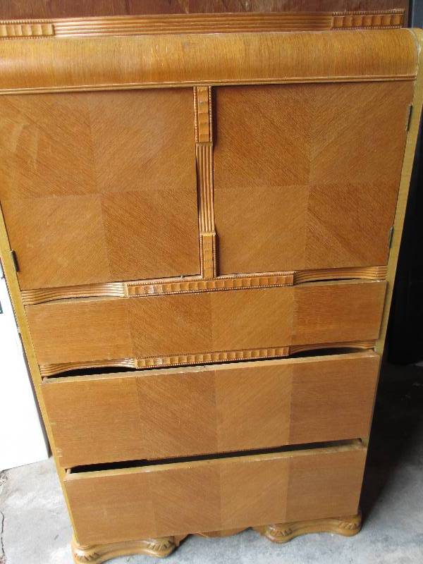 Vintage wood bureau,all drawer open...