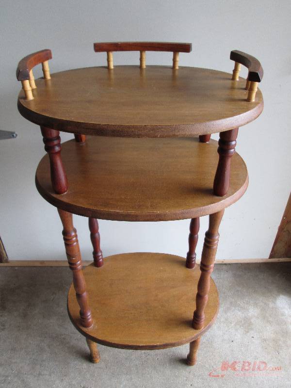 All wood oval shaped stand in great...