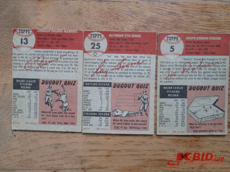 1953 Topps Connie Marrero, Ray Boon...