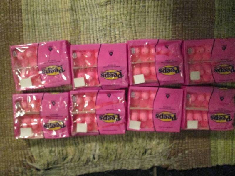 Lot of pink Peeps candy, package ha...