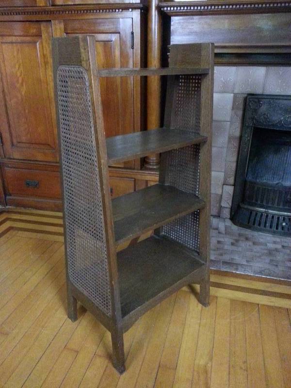 lot 28 image: Vintage  Antique Jasper () Tiger Oak & Wicker Book Case