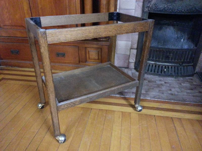 lot 30 image: Vintage Wooden Oak Roller Cart
