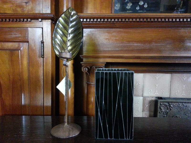 lot 72 image: Lot of (2) Art Glass Candle Holders