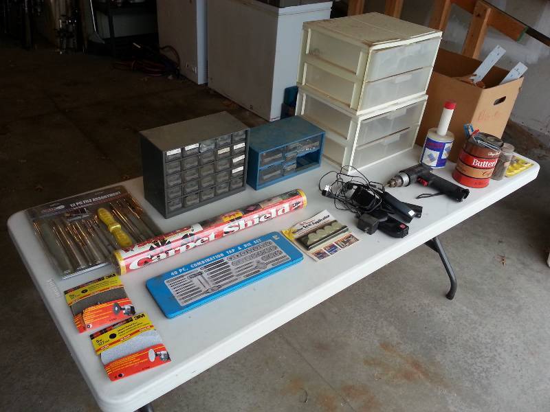 lot 157 image: 12 pc File Set, Tap & Die Set, NutBoltScrew Organizers, Carpet Shield and More