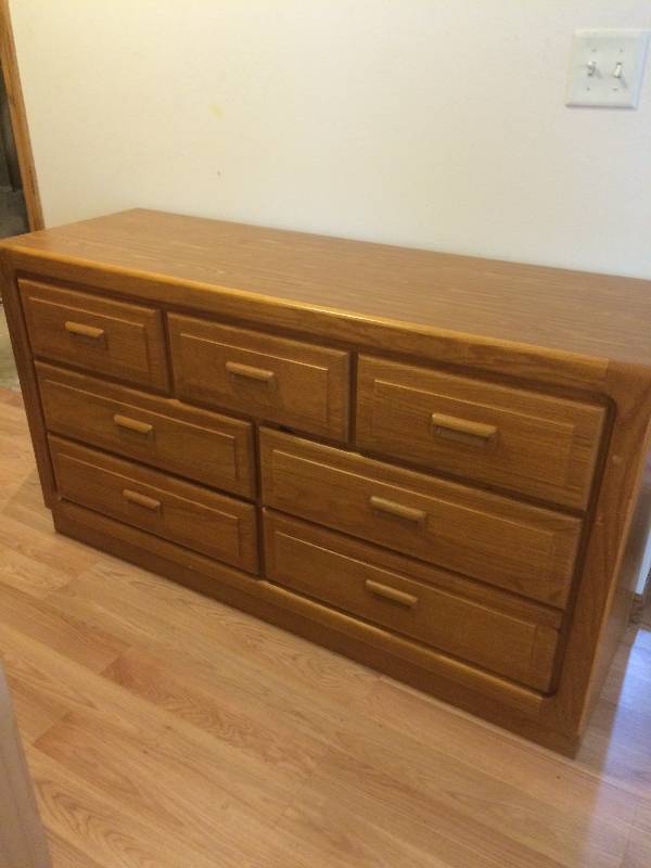 lot 10 image: Oak Seven Drawer Dresser or Would Be a Nice Buffet