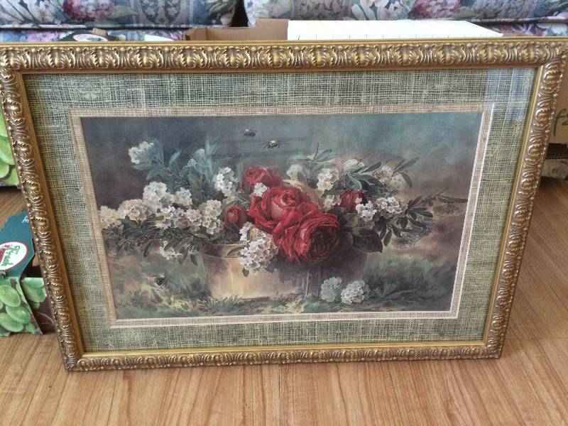 lot 32 image: Flowers And Bumblebees In This Print