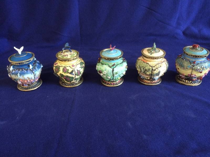 lot 36 image: A Collection Of Five Porcelain Container Music Boxes