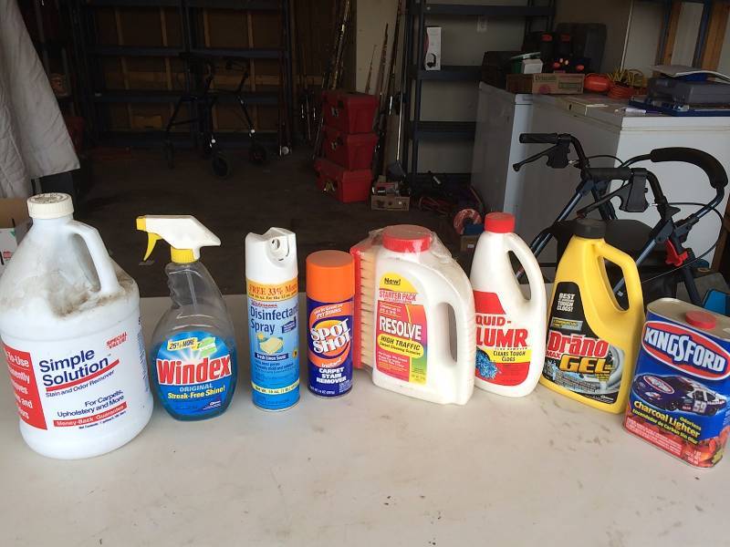 lot 182 image: Drano, Liquid Plummer, Windex, Charcoal Lighter