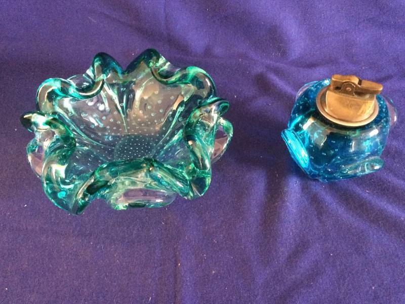 lot 226 image: Unique Glass Lighter and ashtray