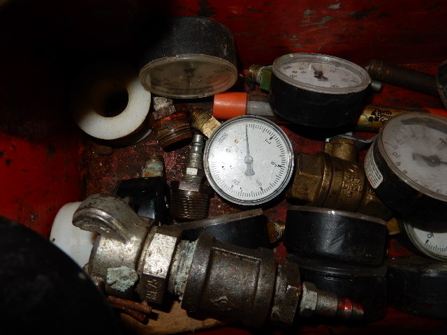 Box of Pressure gauges and tools box