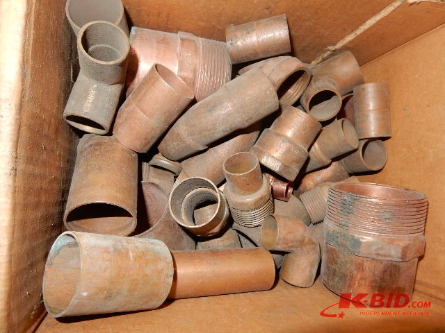 Box of Copper Fittings.  Reducers, joints, converters etc. A couple of 2 14 in converters