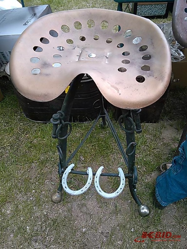lot 4 image: Antique Custom Made Tractor Seat Stool-VERY cool piece