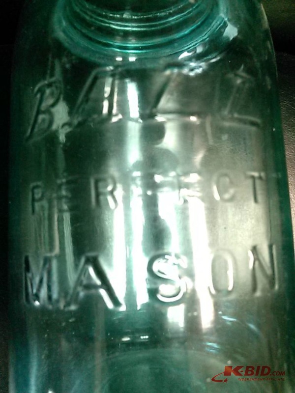 lot 21 image: Beautiful Very Early Antique Ball Mason Blue Quart Jar-Very Rare One