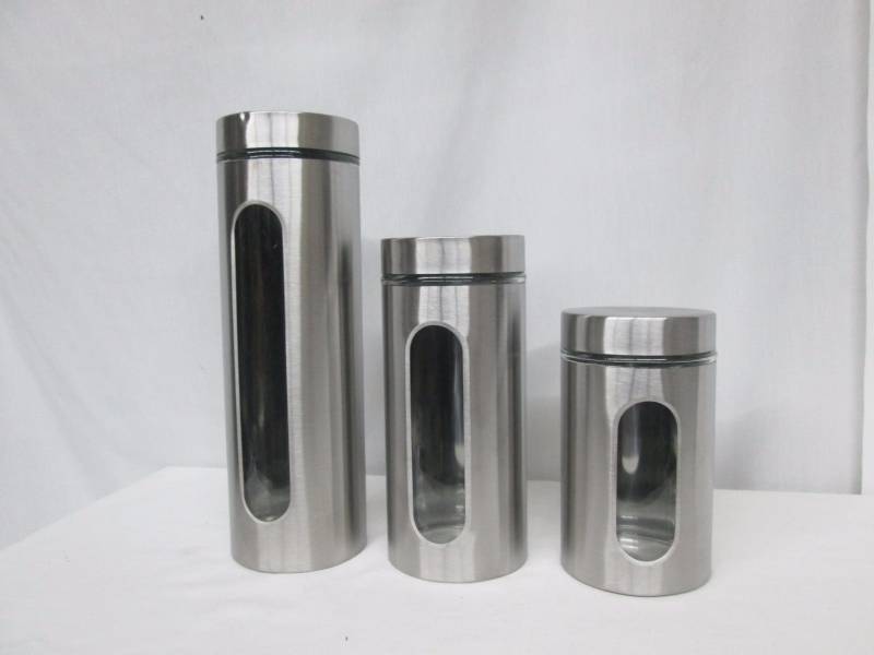 Metal Canisters with Glass Windows