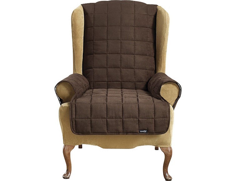 Sure Fit Soft Suede Waterproof Wing Chair Cover