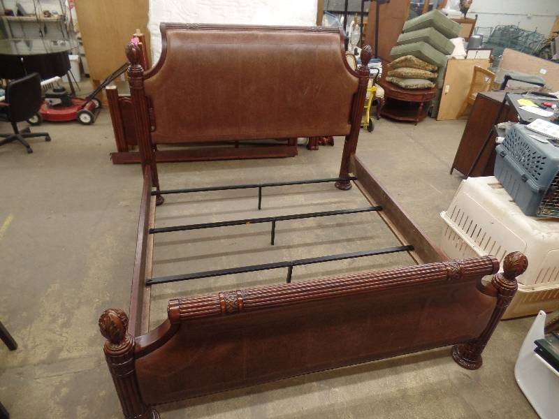 King Size Bed with Leather Headboard