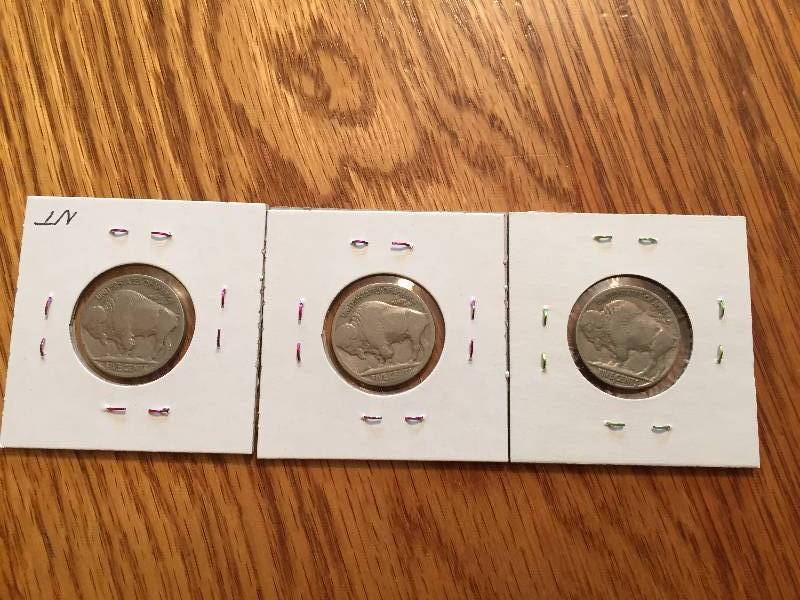 1936 P,D AND S BUFFALO NICKELS