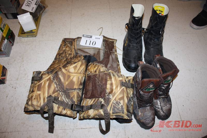Lot of (3) Including Ducks Unlimited Life Vest Boots, Size 8 (2).