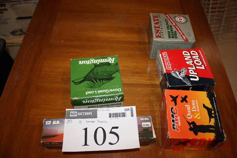 Box Lot of (5) 12 Gauge Shotgun Shells Including Brands PMC Remington And More.