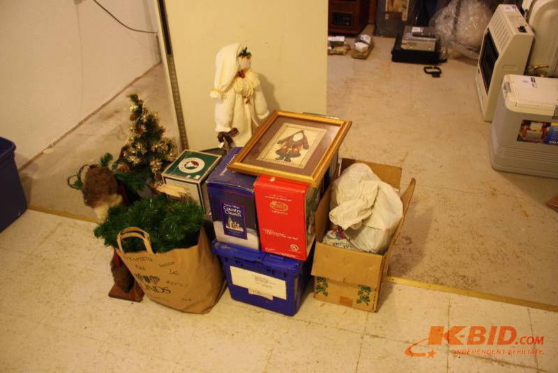 Christmas Lot of (12) Including Christmas Valley Decorational Church Framed Santa Santa Statue And More.
