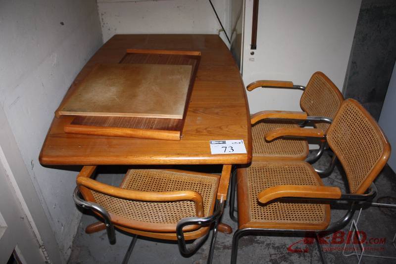 Lot of (4) Including Wooden Table, 65 x 36 x 29 Wooden Chairs (3).