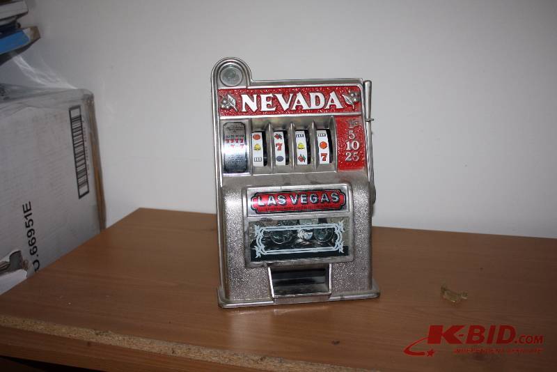 Toy Slot Machine wHandles Nevada Las Vegas Labels.