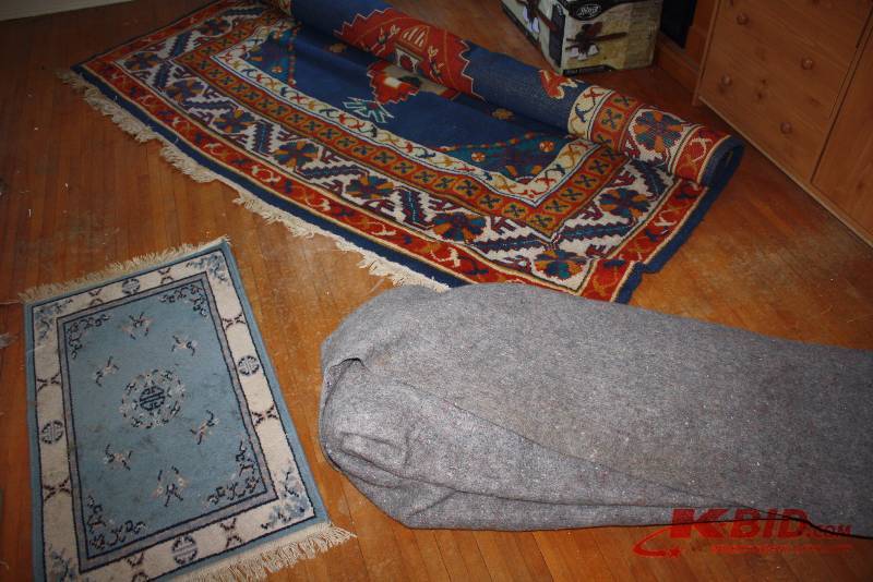 Lot of (3) Rugs Including Decorative Rugs (2) Grey Carpet Pad.