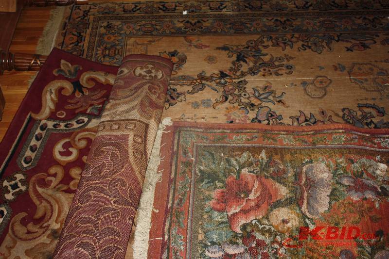 Lot of (3) Ornamental Floor Rugs BrownRed.