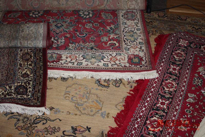 Lot of (3) Ornamental Floor Rugs BrownRed.