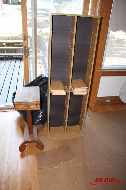 Lot of (2) Including Wooden Stand, 13.5 x 10.5 x 28 Shelving Unit, 14 Shelves, 20 x 6 x 60.5.