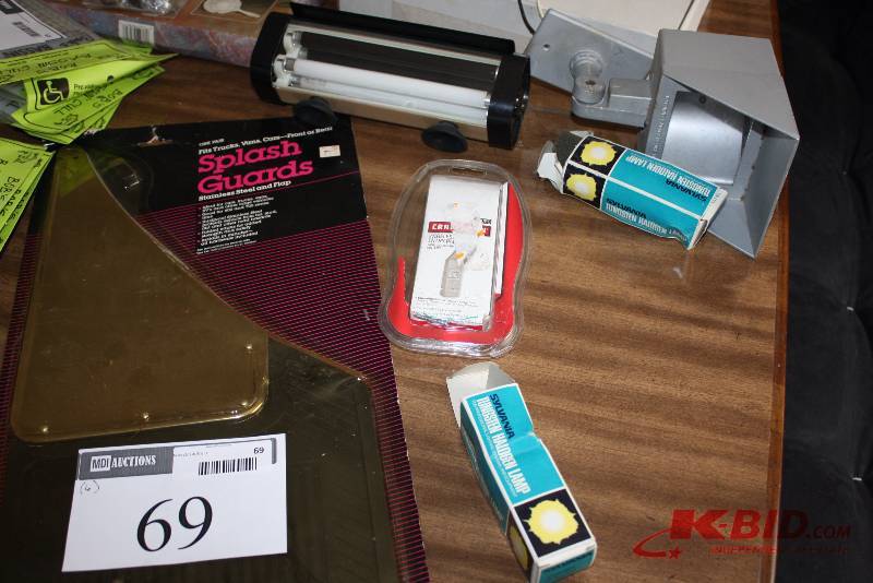 Lot of (6) Including Automotive Splash Guards Halogen Lamp Bulbs Outdoor Lamp And More.