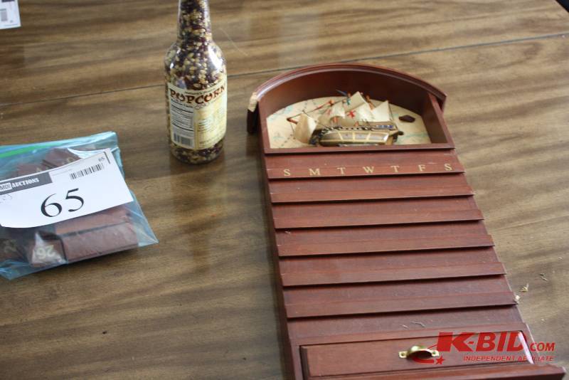 Lot of (3) Including Wooden Calendar wManual Pieceies Popcorn Kernels.