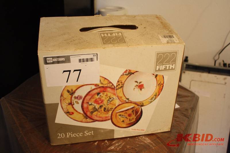 Box Of 222 Fifth Dishware 20 Pc. Set Including Mugs Saucers Plates And More.
