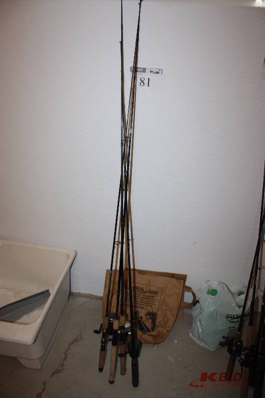 Lot of (5) Fishing Poles wMiscellaneous ReelsAttachments.