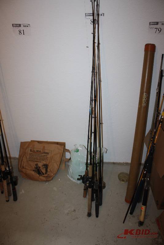 Lot of (4) Fishing Poles wMiscellaneous ReelsAttachments.