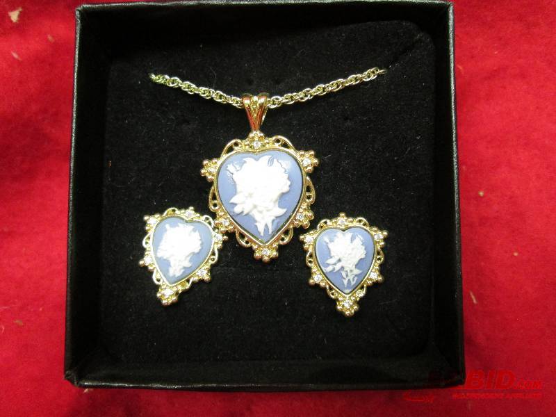 Blue Cameo heart pend and earrings...